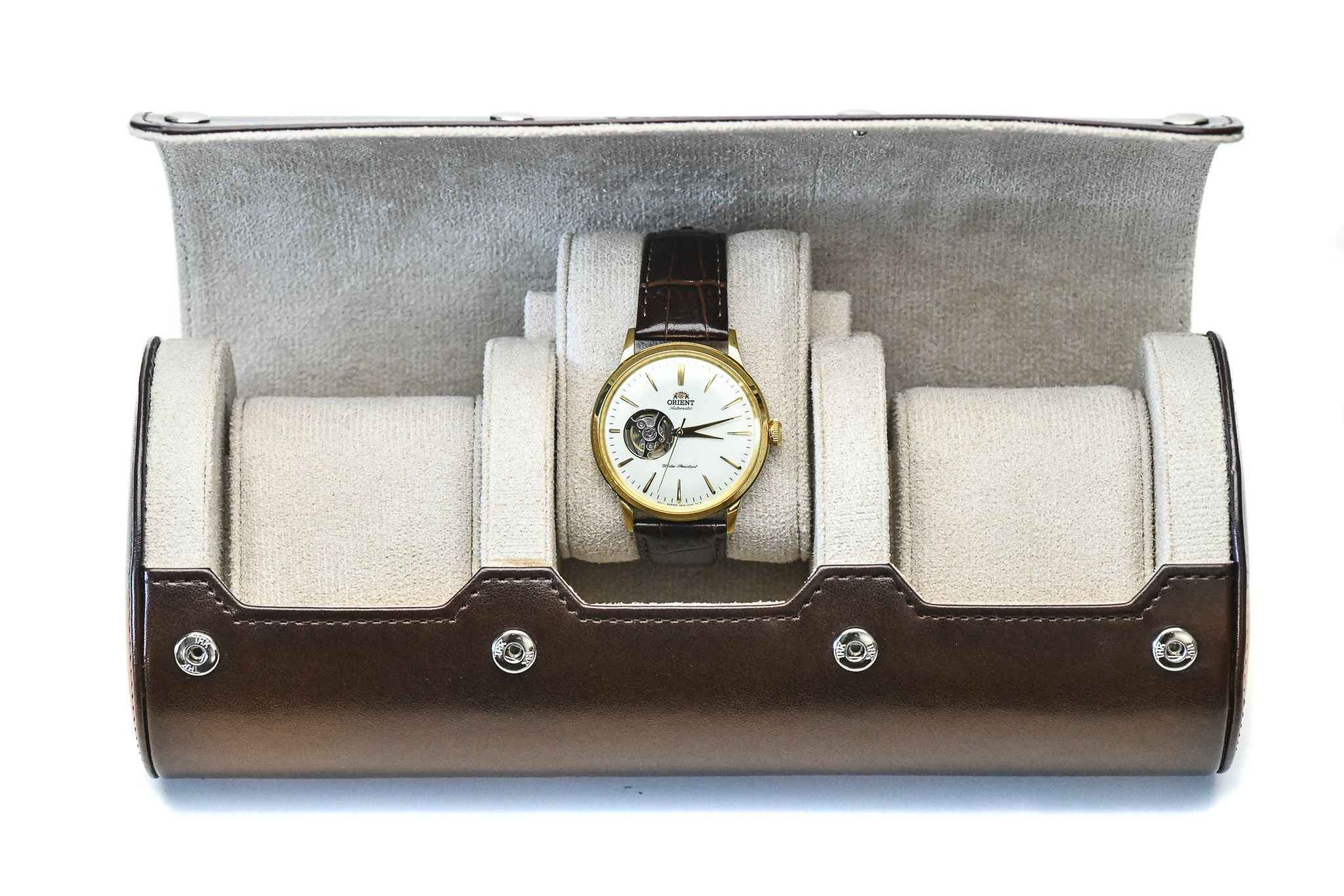 3 Watch Case - Espresso Brown (Ivory White)