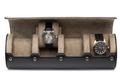 Sable Black Full-grain Cow Leather Watch Roll - 4 Watches