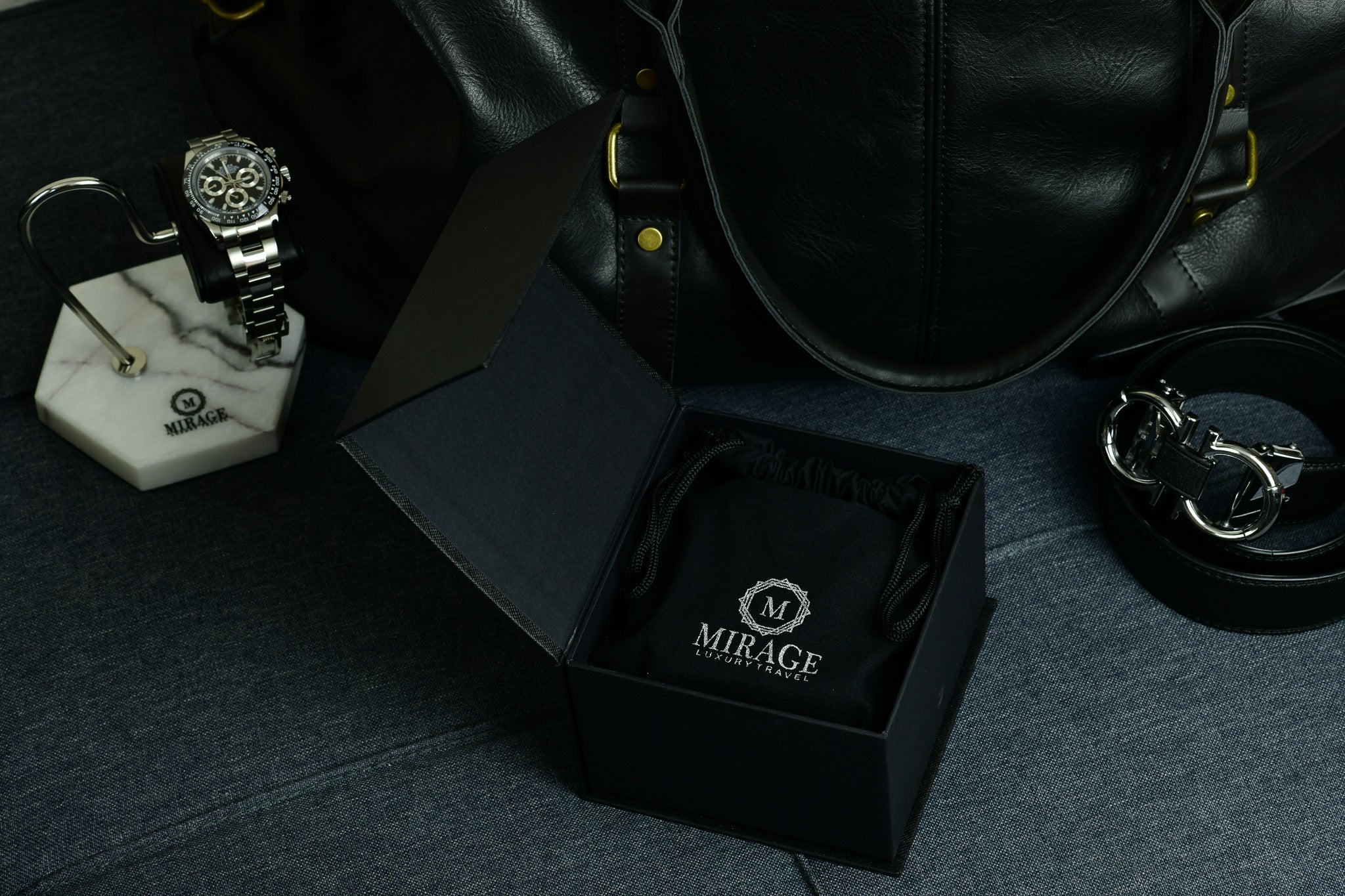 Sable Black Full Grain Cow Leather Watch Roll Case - 1 Watch