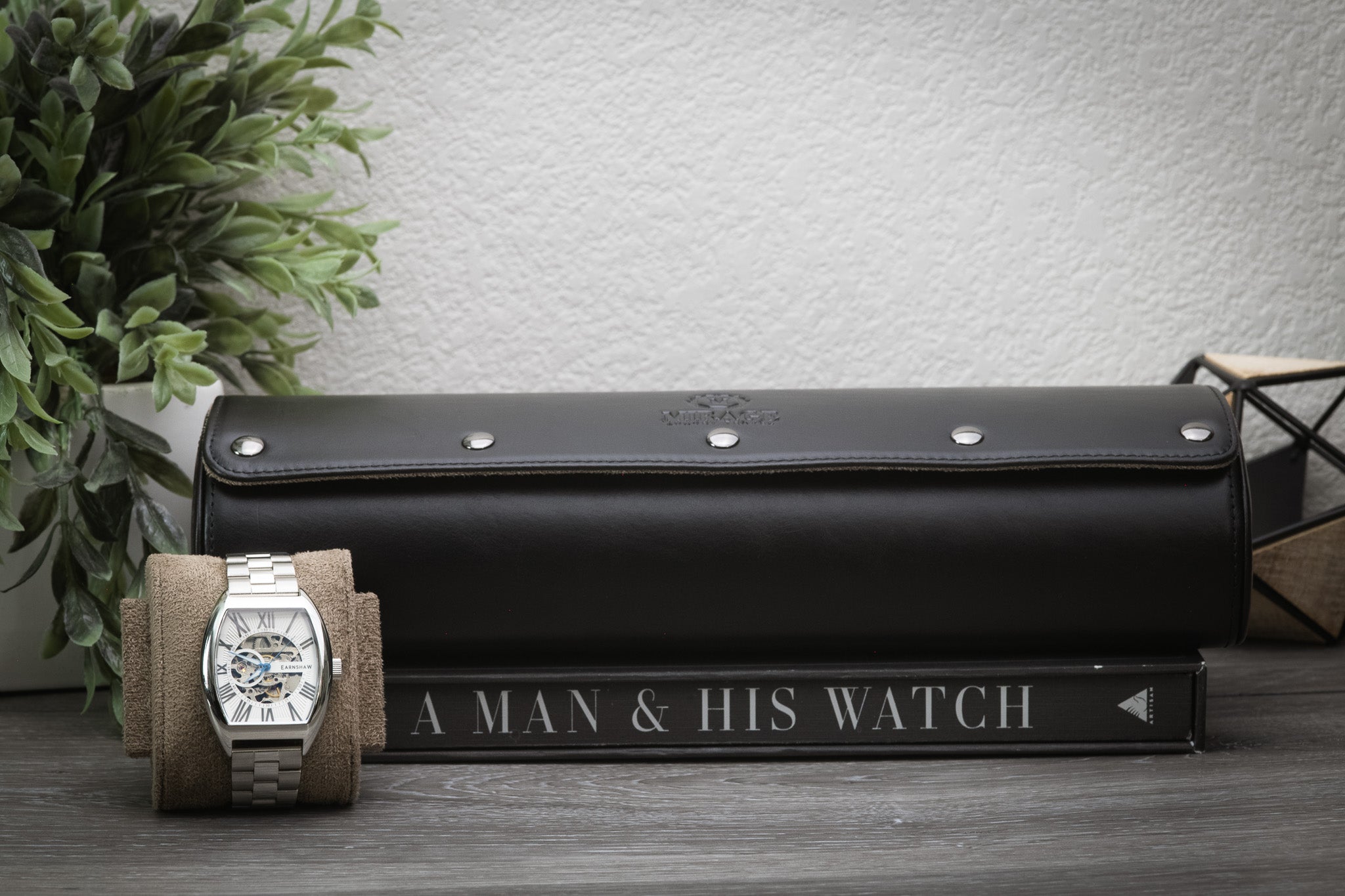 Sable Black Full-grain Cow Leather Watch Roll - 4 Watches