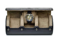Sable Black Full-grain Cow Leather Watch Roll Case - 3 Watches