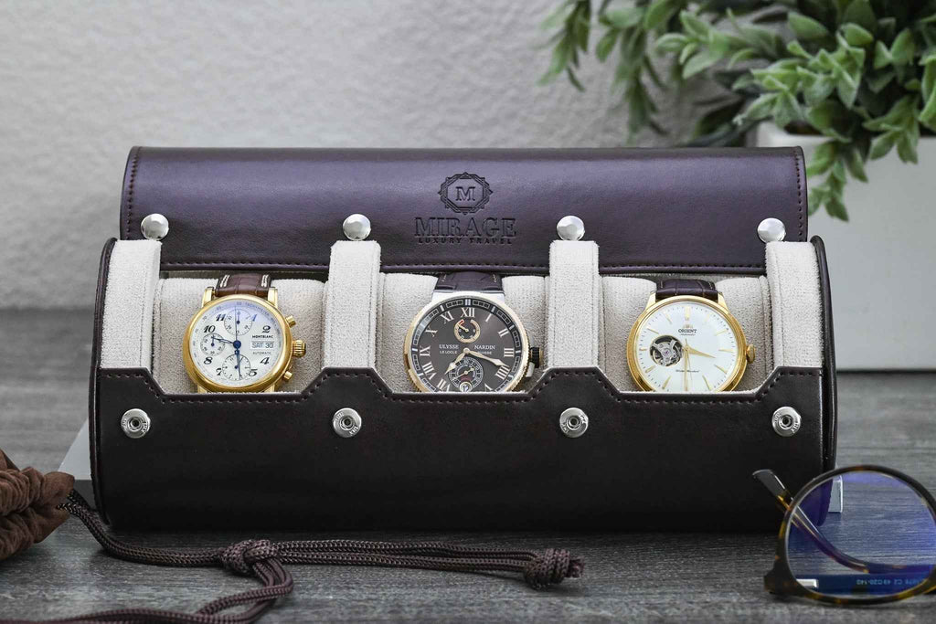 3 Watch Case - Espresso Brown (Ivory White)