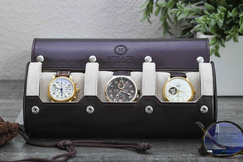 3 Watch Case - Espresso Brown (Ivory White)